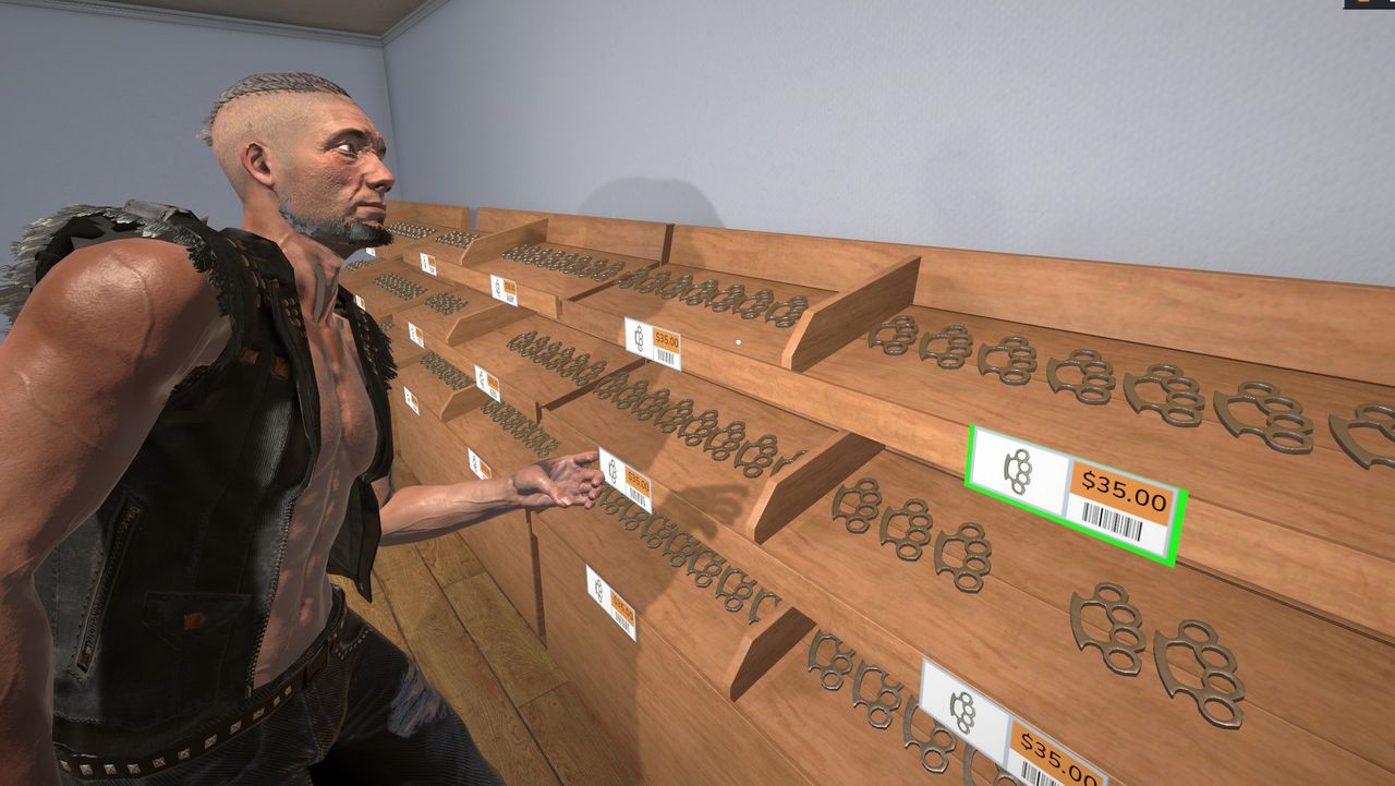 People love buying weapons so much in this gun store sim that I'm making bank even though I only sell brass knuckles