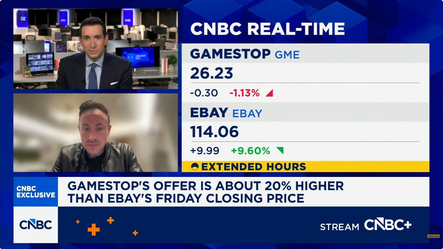 GameStop CEO Ryan Cohen Gives Bizarre New Interview on $56 Billion eBay Offer, Can't Say Exactly Where He'll Get All the Money From