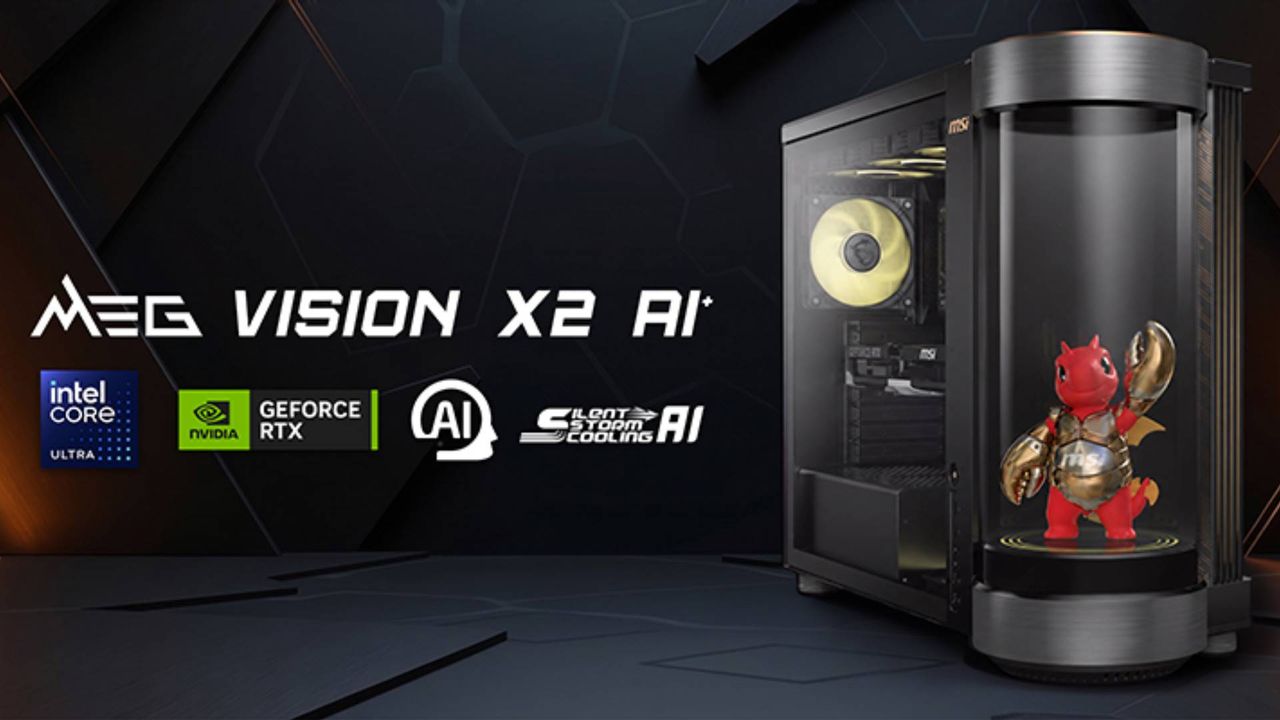 MSI announces the MEG Vision X2 AI Plus, a gaming desktop with an AI agent and a 'cylindrical display interface' built in