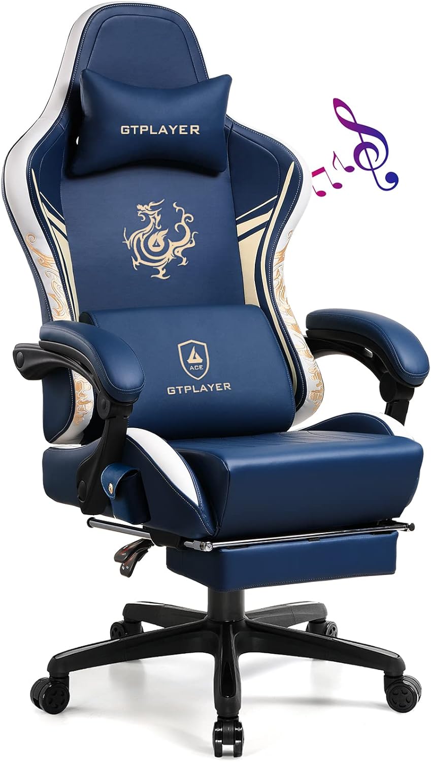 GTPLAYER Gaming Chair with Bluetooth Speakers and Footrest